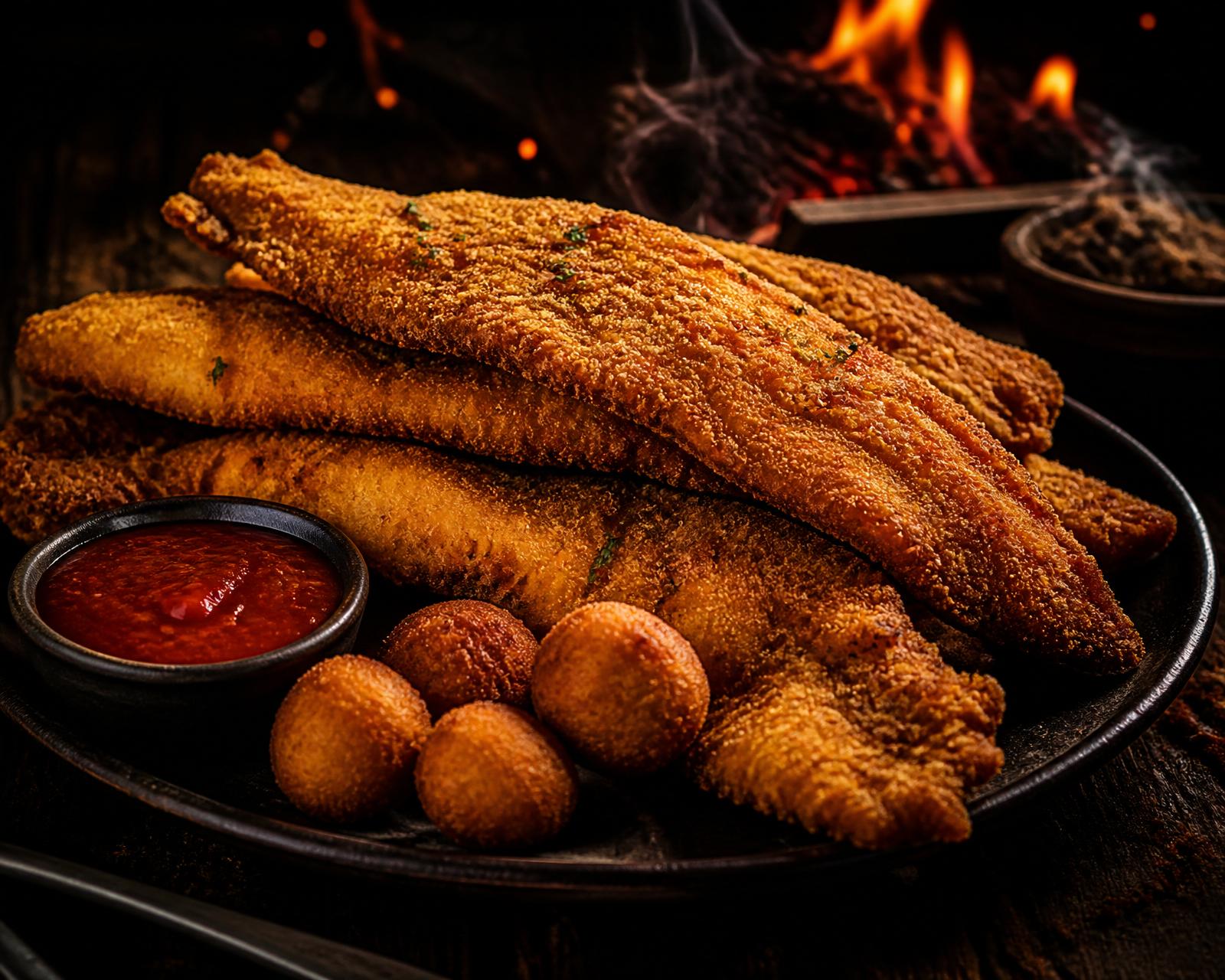 Golden crispy fried catfish
